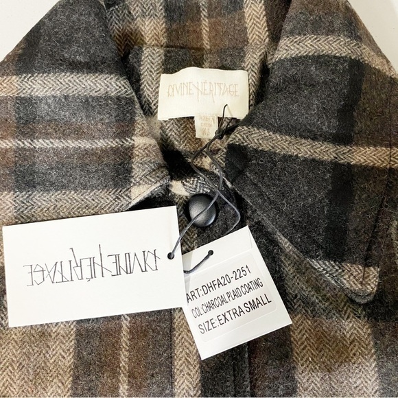 Divine Heritage XS NWT Wool Blend Plaid Check Belted Tie Waist Work Shirt Jacket - Picture 14 of 14